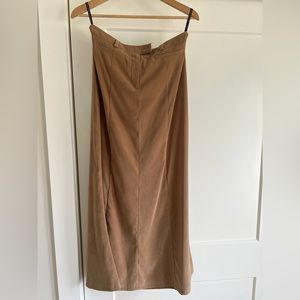 Faux suede mid calf length skirt